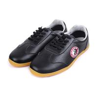 Chaussures de Tai chi Kung Fu Cuir Taekwondo De Boxe Karaté Unisexe,Chaussures Art Martiaux Homme Femme Respirant Daily Entraînement Matin des Exercices Unisexe Léger Non(Size:42(26cm),Color:Noir)