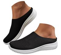 Chaussures de tennis dos nu pour femme - Mules en maille | Baskets ouvertes à bout fermé, pantoufles confortables en tricot respirant à enfiler