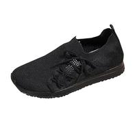 Chaussures de tennis en cuir pour femme - Nouvelle Europe et États-Unis et États-Unis - Tissage à la mouche - Couleur unie - Style décontracté - Pour homme et femme, Noir , 39.5 EU