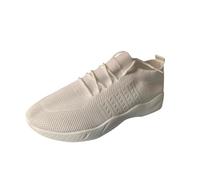 Chaussures de Tennis Femme Basket Orthopedique Sneakers Women'S Large Solid Lace-Up Flying Platform Tricoté Fashion Color Baskets pour Femmes Chaussures de Sport Outdoor Nouveauté Baskets (White,36)