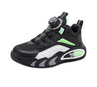 Chaussures de tennis pour petites filles garçons et filles printemps été et automne maille respirante boucle rotative lacets réglables M et L chaussures de sport épaisses pour enfants Big 2, Noir , 36