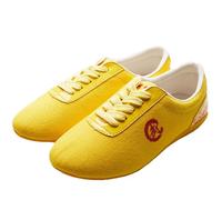 Chaussures de Toile Tai-chi pour Femme,Chaussures de Sports de Arts Martiaux pour Homme, Chaussures D'entraînement Taekwondo de Boxe Karaté Chaussures de Shao lin Qi Gong Wing C(Size:45EU,Color:Jaune)
