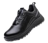 Chaussures De Travail Black Leather Work Safety Shoes for Men Anti Smashing Steel Toe Cap Boots Non-Slip Indestructible Male Footwear(42)