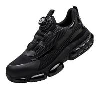 Chaussures de Travail Chaussures de travail for hommes, baskets à boucle rotative, protection, sécurité industrielle, anti-perforation, anti-écrasement, embout en acier(Black,42)