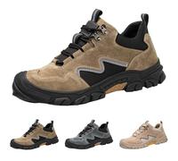 Chaussures de travail pour homme - Chaussures de sécurité avec embouts en acier - Respirantes - Antidérapantes - En daim - Pour la course sur route - Chaussures de randonnée, kaki, 37 EU