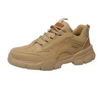 Chaussures de travail pour homme - Printemps, été, automne et hiver - Grande taille - Anti-crevaison - Antidérapantes - Légères et résistantes à l'usure - Fermeture éclair, beige, 8.5 UK 3X-Narrow