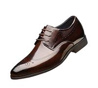 Chaussures De Ville Homme Derby Oxfords Chaussure Cuir éLéGantes Chaussures De Mariage à Lacets Classique Vintage Casual Commercial Mode pour Bureau Costume (Brown, 45)