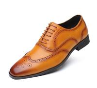 Chaussures De Ville Pour Homme, Chaussures À Lacets Bout Carré Chaussures En Cuir De Grande Taille Chaussures D'affaires Décontractées Oxfords Formelles Basses De Travail De Bureau , 48 EU,Yellow