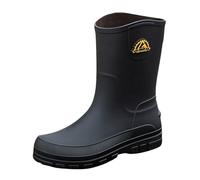 Chaussures de VTT pour homme - Bottes de pluie antidérapantes en caoutchouc - Longueur mi-mollet - Idéales pour la saison des pluies - Baskets hautes, Noir , 39 EU