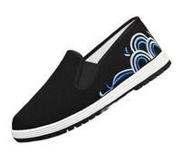 Chaussures de Wing Chun Kungfu vintage noires avec broderie traditionnelle for arts martiaux(And Ocean Waves,39EU)