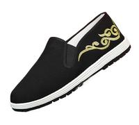 Chaussures de Wing Chun Kungfu vintage noires avec broderie traditionnelle for arts martiaux(Lucky Clouds,39EU)