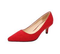 Chaussures Decolte Femmes Talon Bas Élégant Bout Fermé Chaussures à Talons Femme d'Été de la Mode Chaussures Femme d'Été Confortable Chaussures de Soirée Femmes Élégantes Talons Aiguilles, rouge, 45