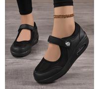 Chaussures décontracté Mary Jane respirantes pour femmes, chaussures de marche à semelle épaisse et air coussiné, bout rond, enfiler, confortables, porter au quotidien, maille rouge vin EUR35,EUR36,EU