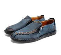Chaussures décontractées à enfiler pour homme - Coutures faites à la main - Semelle basse pour un usage quotidien avec des jeans - Chaussures confortables pour le printemps et l'automne, bleu, 47 EU