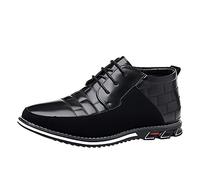 Chaussures décontractées à lacets pour homme - Deux tons - En cuir synthétique - Pour la marche quotidienne - Élégantes et légères, Noir , 42 2/3 EU