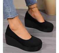 Chaussures décontractées à talon compensé épais et à enfiler pour femmes, nouveau design polyvalent à la mode pour les voyages, les vacances, le travail, le port quotidien, convient aux personnes d'âg