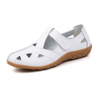 Chaussures décontractées confortables pour femmes pour les loisirs, les voyages, le divertissement et le travail. Modèle à enfiler avec fermeture auto-agrippante. Bout et talon fermés. (White, 38)