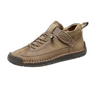 Chaussures décontractées cousues à la main pour femme avec semelle souple - Chaussures tendance imperméables - Orthopédiques - Automne et hiver, kaki, 43 EU
