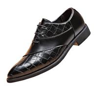 Chaussures décontractées en cuir de crocodile pour homme - Chaussures en cuir verni à bout pointu à lacets simples de style britannique pour homme, chaussures en cuir de travail de bureau, chaussures