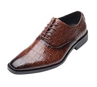 Chaussures décontractées en cuir pour homme - Antidérapantes - Chaussures de marche à bout pointu - Style rétro - Imprimé crocodile - Chaussures de fête - Belles chaussures d'extérieur à lacets - Pour