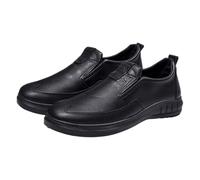 Chaussures décontractées en cuir pour homme - Confortables - Légères à enfiler - Antidérapantes - Élégantes - Chaussures habillées à fond plat, Noir , 39 1/3 EU