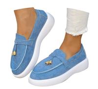 Chaussures décontractées pour Femmes en Daim Souple pour Un Usage Quotidien Style à Enfiler modèle Polyvalent Toutes Saisons Conception Plate Confortable idéales avec Jean (Blue, 38)