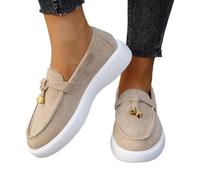 Chaussures décontractées pour Femmes en Daim Souple pour Un Usage Quotidien Style à Enfiler modèle Polyvalent Toutes Saisons Conception Plate Confortable idéales avec Jean (Khaki, 37)