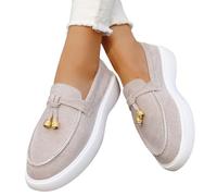 Chaussures décontractées pour Femmes en Daim Souple pour Un Usage Quotidien Style à Enfiler modèle Polyvalent Toutes Saisons Conception Plate Confortable idéales avec Jean (Light Gray, 42)