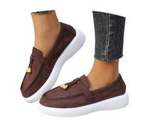 Chaussures décontractées pour Femmes en Daim Souple pour Un Usage Quotidien Style à Enfiler modèle Polyvalent Toutes Saisons Conception Plate Confortable idéales avec Jean (Brown, 43)