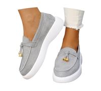 Chaussures décontractées pour Femmes en Daim Souple pour Un Usage Quotidien Style à Enfiler modèle Polyvalent Toutes Saisons Conception Plate Confortable idéales avec Jean (Dark Gray, 42)