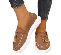 Chaussures décontractées pour Femmes en Daim Souple pour Un Usage Quotidien Style à Enfiler modèle Polyvalent Toutes Saisons Conception Plate Confortable idéales avec Jean (Coffee, 42)