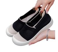 Chaussures décontractées pour Femmes, Mocassins Plats Confortables à Enfiler pour la Marche, Les Voyages, la Plage, Les Rendez-Vous, avec Bout Rond et Design Bicolore Été Chaussures (Black, 36)