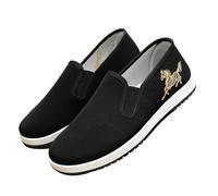Chaussures décontractées pour homme - Dragon chinois - Broderie esprit - Chaussures de marche légères et faciles à enfiler - Légères et respirantes - Confortables - Chaussures plates à enfiler, Noir