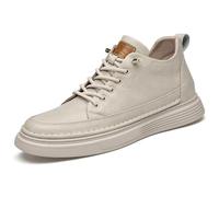 Chaussures décontractées pour Hommes avec Augmentation Invisible de la Hauteur Chaussures à Lacets en Cuir pour ascenseurs Chaussures de Mode Respirantes et Confortables légères Blanc 40 EU