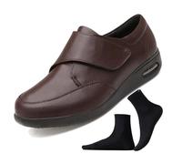 Chaussures décontractées pour hommes, chaussures en cuir pour hommes, chaussures en cuir chaudes décontractées avec coussin d'air, Magic sticker Design avec chaussettes ( Color : Brown , Size : 43 EU