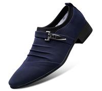 Chaussures Décontractées Pour Hommes, Mocassins À Enfiler Avec Surface En Tissu De Grande Taille, Chaussures De Ville D'affaires Bout Pointu Travail De Bureau Chaussures Confortables , 41 EU ,Blue