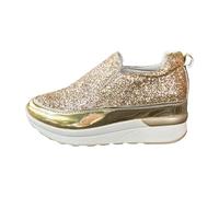 Chaussures décontractées tendance pour femmes à porter au quotidien Design élégant avec une paire parfaite pour les jeans en denim Chaussures à talons hauts élégantes et Bottine Cuir Noir (Gold, 40)