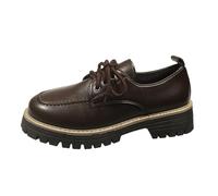 Chaussures décontractées tendance unies à lacets Mary Jane Plateau, mocassins en cuir confortables pour tout le monde, marron, 41 EU