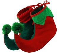 Chaussures d'elfe pour adultes - Bottes d'elfe rouges et vertes avec orteils bouclés remplis - Déguisement de Noël - Accessoire de chaussures d'elfe - Père Noël - Petite aide - Housses d'elfe