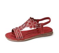 Chaussures d'été à talon compensé, cristal bohème, aspect floral, sangle de cheville élastique, chaussures de plage confortables, chaussures légères pour femme, sandales confortables pour l'extérieur
