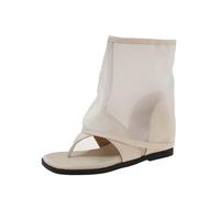 Chaussures d'été décontractées Chaussures Plates Large Largeur Sandales d'été tendance à entre-doigts avec semelle plateforme et respirante pour un confort décontracté Chaussure Talon(Beige, 39)