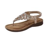 Chaussures d'été décontractées Sandales décontractées pour femmes à talon compensé avec strass et semelle antidérapante pour usage quotidien ou plage (Rose Gold, 38)