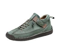 Chaussures d'été en cuir pour femme - Chaussures de loisirs - Chaussures de randonnée souples - Pour le quotidien, Vert noir, 38 EU