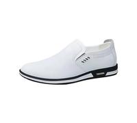 Chaussures d'été en cuir pour homme - Légères et élégantes - Mocassins tendance - Slipper On - Chaussures de marche légères - Chaussures de travail, de fête, de costume - Chaussures d'affaires, Blanc