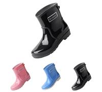 Chaussures d'été imperméables en caoutchouc - Bottes mi-hautes - Bottes de pluie pour femme - Courtes et confortables - En caoutchouc - Imperméables - Pour l'extérieur et le jardin, Noir , 36 EU