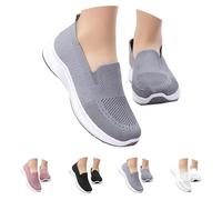 Chaussures d'été légères en tissu pour femme - Semelle souple - Baskets respirantes - Chaussures de loisirs - Chaussures d'intérieur - Amortissantes - Chaussures d'extérieur à enfiler - Sans lacets