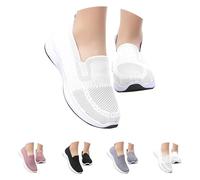 Chaussures d'été légères en tissu pour femme - Semelle souple - Baskets respirantes - Chaussures de loisirs - Chaussures d'intérieur - Amortissantes - Chaussures d'extérieur à enfiler - Sans lacets