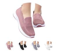 Chaussures d'été légères en tissu pour femme - Semelle souple - Baskets respirantes - Chaussures de loisirs - Chaussures d'intérieur - Amortissantes - Chaussures d'extérieur à enfiler - Sans lacets