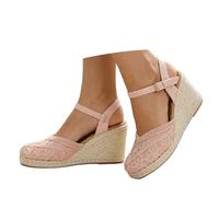 Chaussures d'été pour femme avec talon Élégantes Espadrilles blanches Chaussures de loisirs Fermées à l'avant Sandales à plateforme épaisses Sandales compensées à séchage rapide