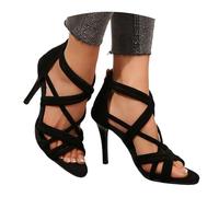 Chaussures d'été pour femme - Bouche de poisson - Bout ouvert - Sexy Rome - Talons ultra hauts - Sandales à talons hauts - Escarpins à bout ouvert - Avec sandales - Pour mariage, bal de fin d'année